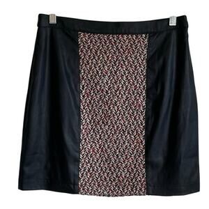 BCBGMaxAzria Faux Leather Tweed Mini Skirt Sz M Lined Whimsigoth Moto